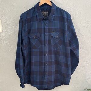 DIXXON Snap-On Collab Men's Navy and Blue Plaid Flannel Button Down Shirt XL